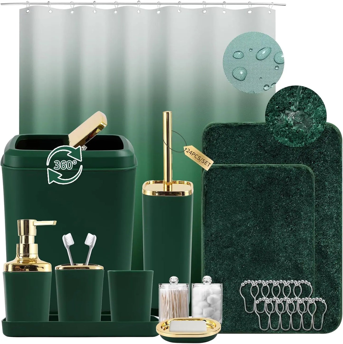 Ombre 24pc Bathroom Set With Shower Curtain Rugs Soap Dispenser