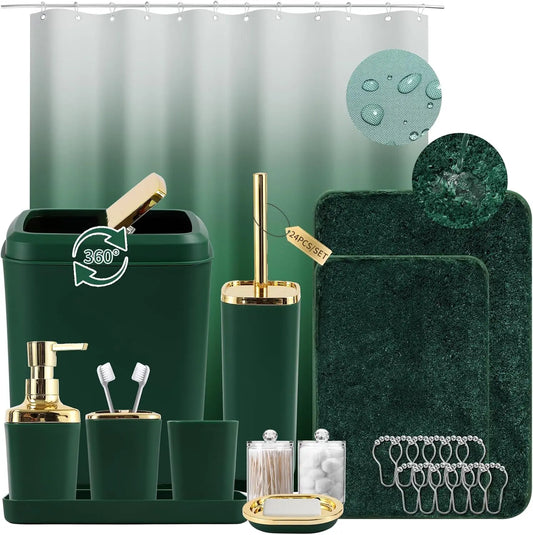 Ombre 24pc Bathroom Set With Shower Curtain Rugs Soap Dispenser