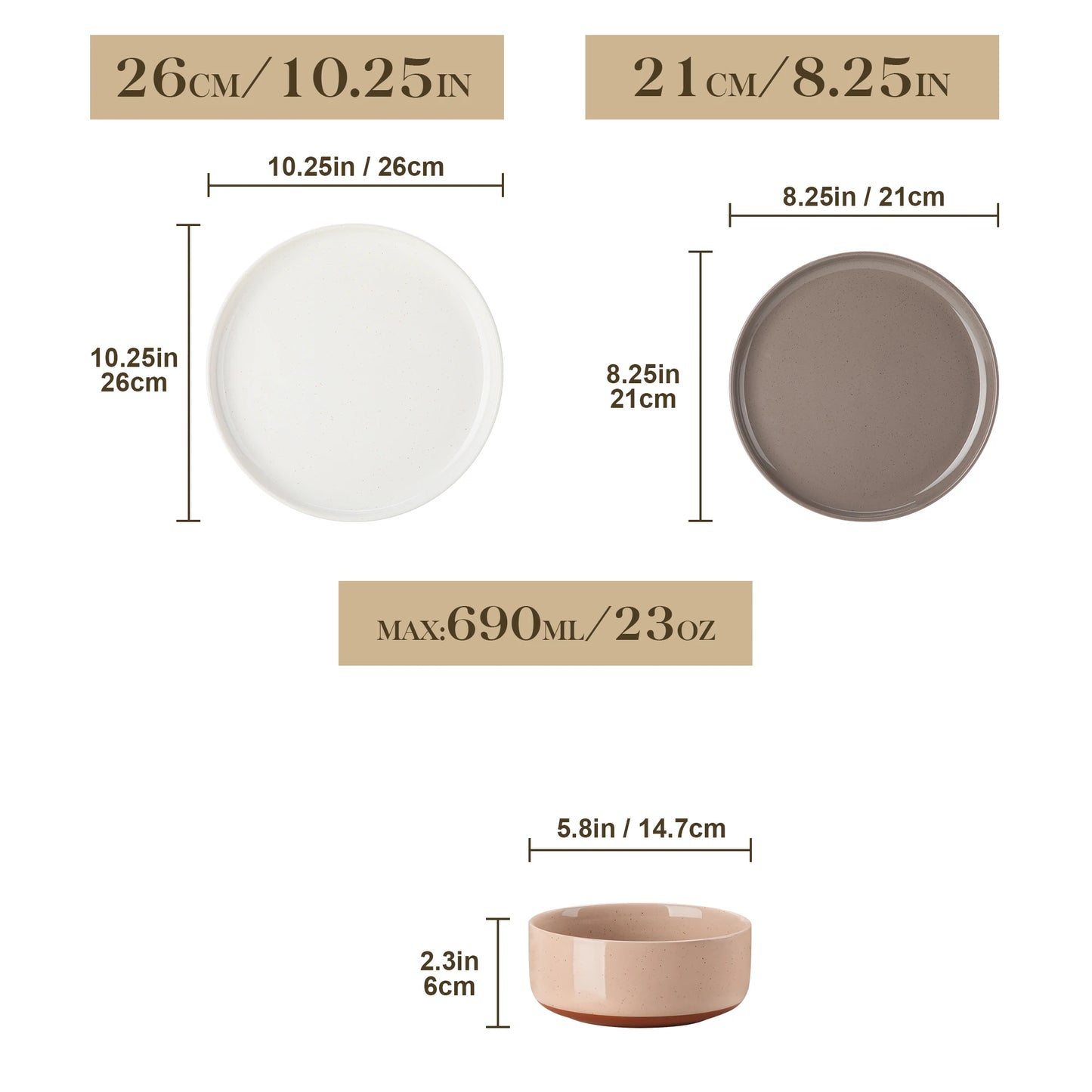 MALACASA Tara Stoneware Dinnerware Set With Curved Edge