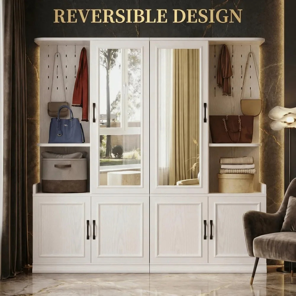Armoire Wardrobe With Mirror 3 Doors 2 Cabinets And Pegboard