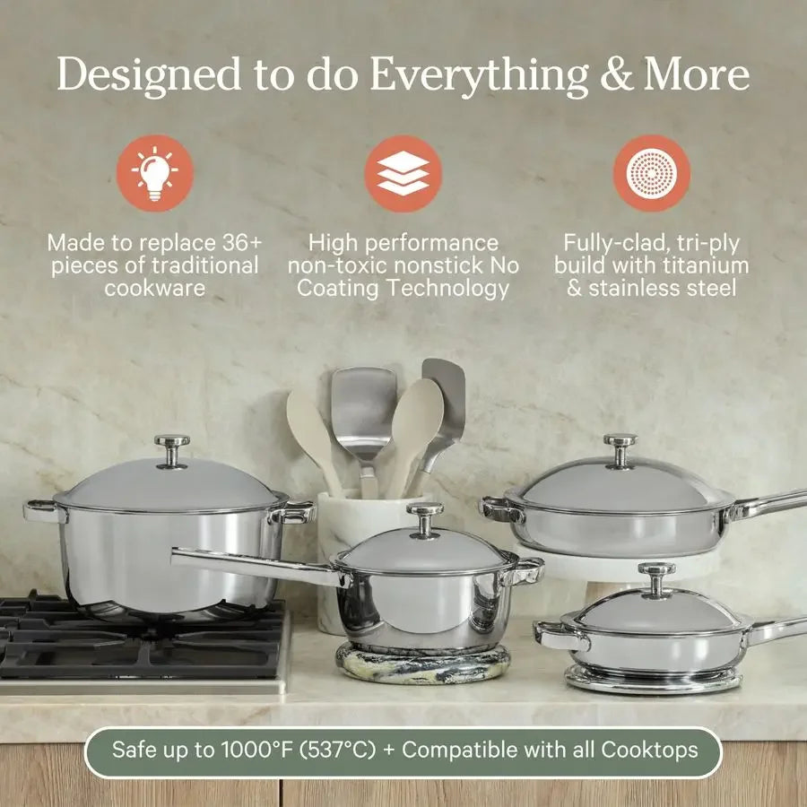 XMSJ Titanium 10-Piece Cookware Set Nonstick Pots and Pans