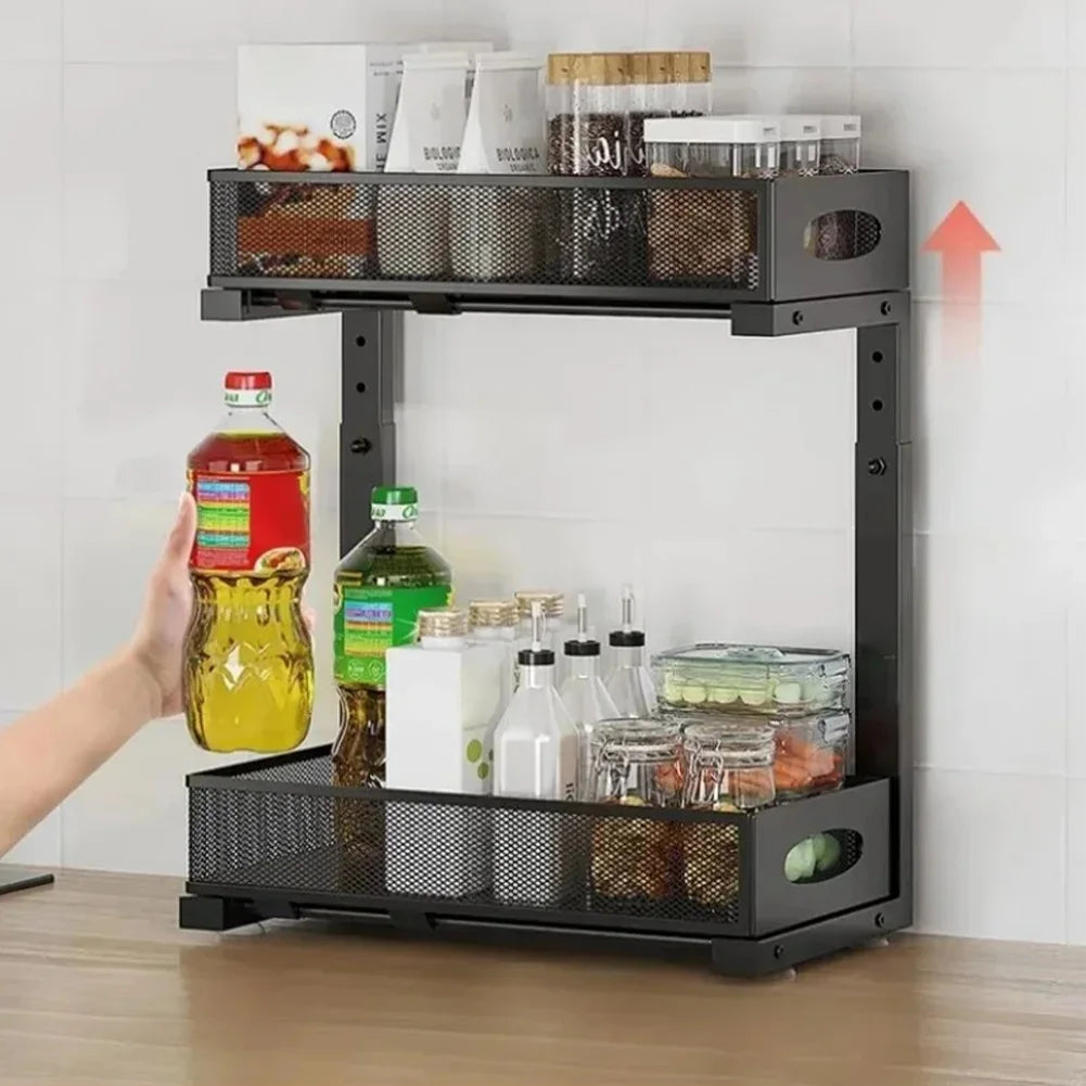 HiMISS Two Tier Under Sink Organizer With Sliding Drawer