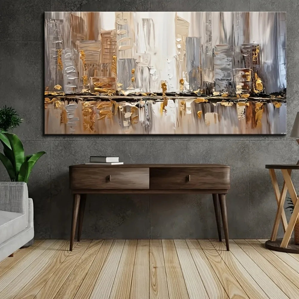 Abstract Oil Painting On Pine Frame In Art Deco Style