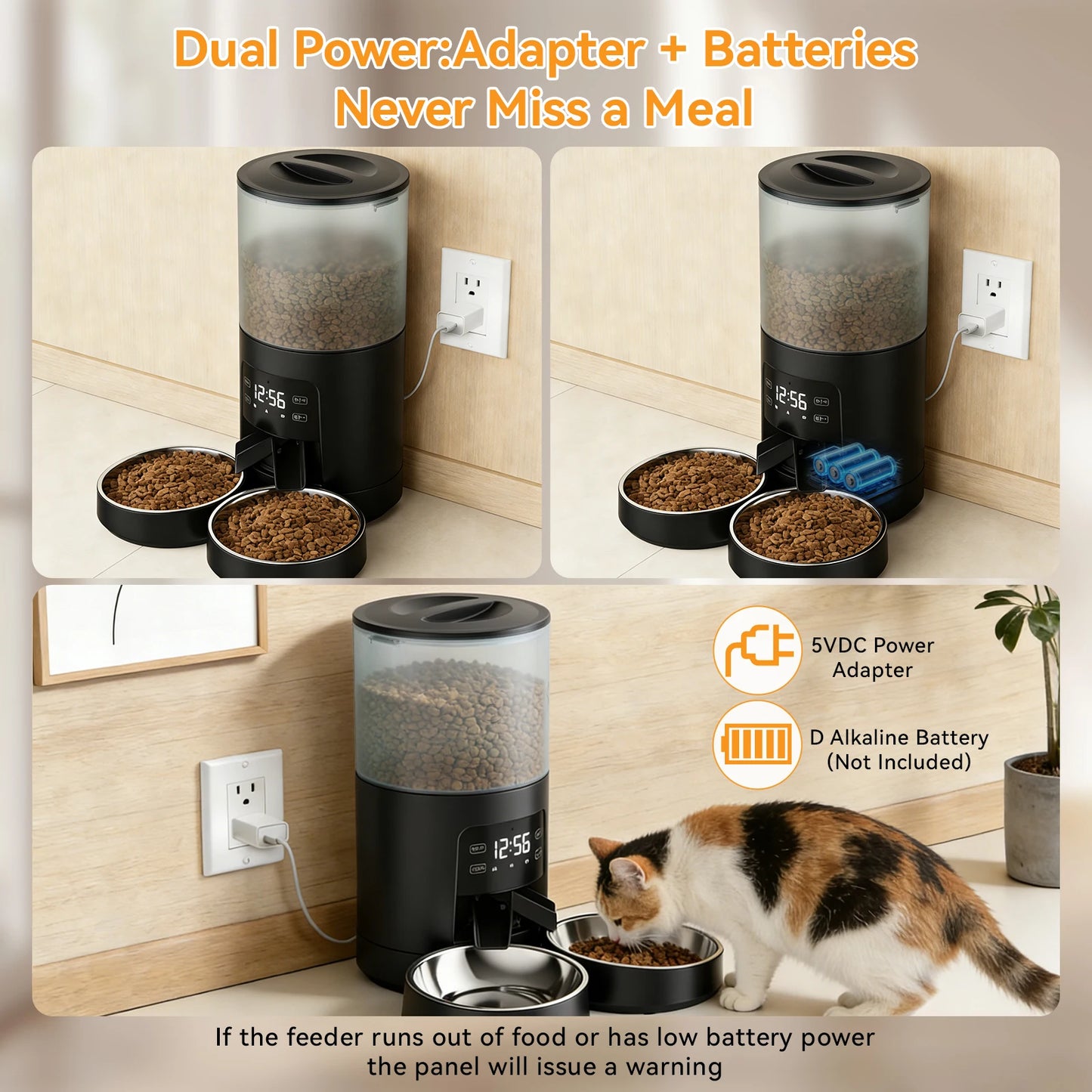 JHK Automatic Cat Feeder With Timed Dispenser And Dual Bowls