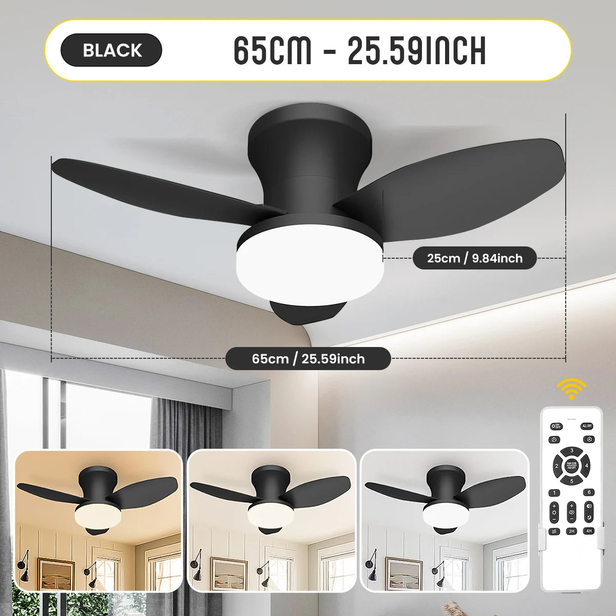 Mexllex 6-Speed LED Ceiling Fan With Remote And Light