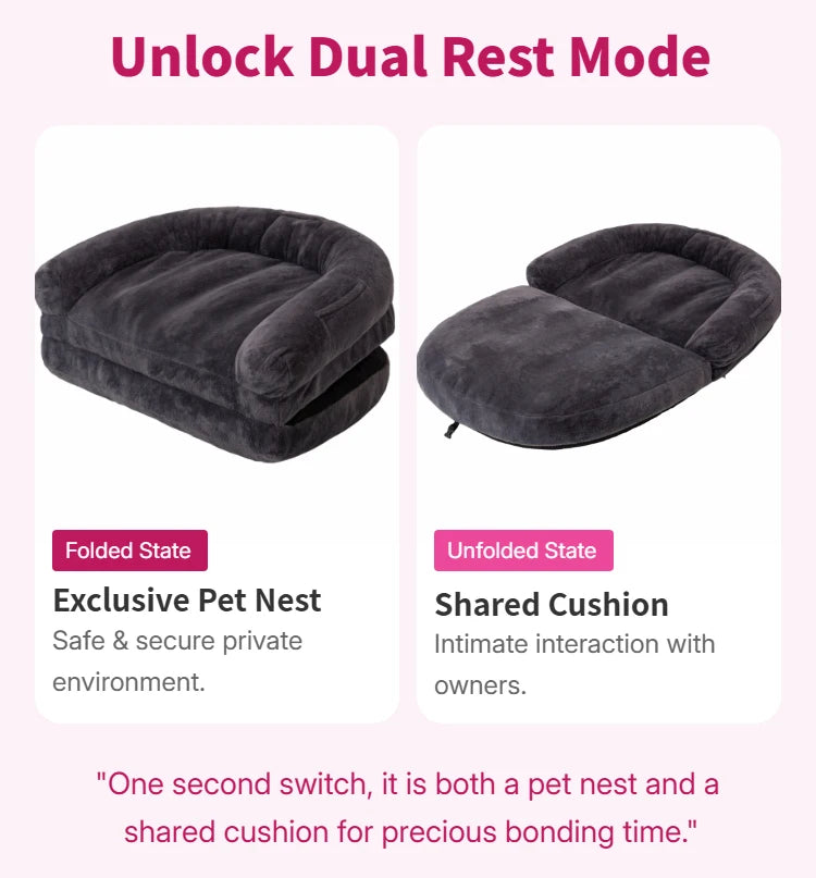 Dual-Use Foldable Pet Bed Cuddler For Owners And Pets