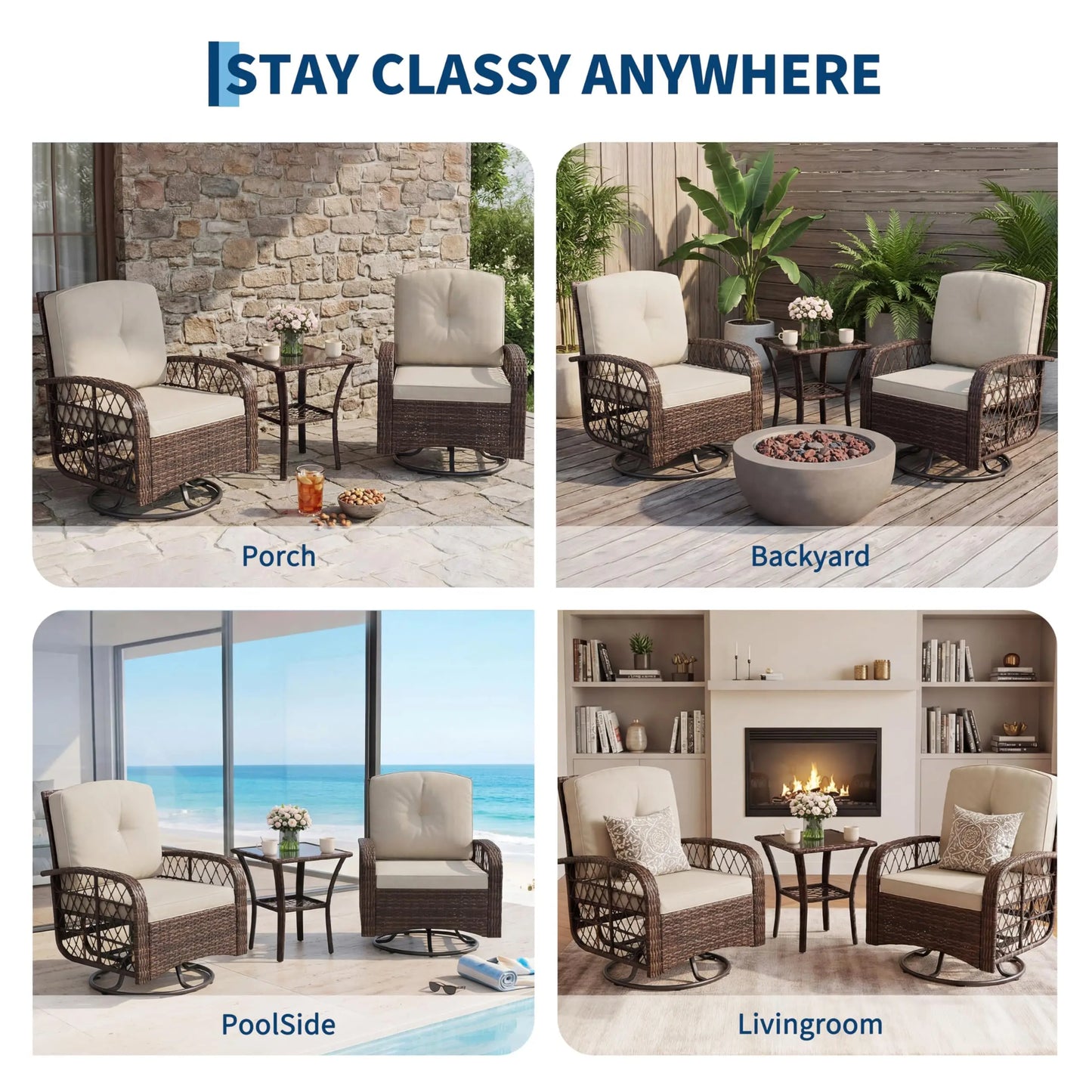 HobbyLane Outdoor Wicker Conversation Set With Tempered Glass Table