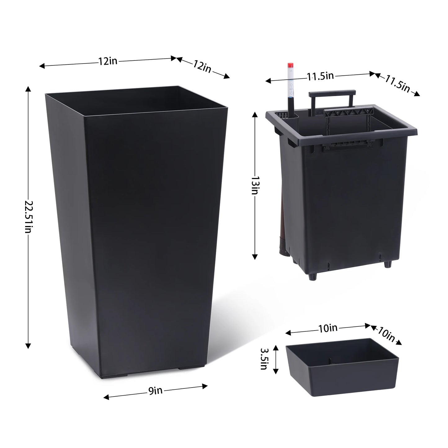 Outdoor Indoor Planter Pots With Drainage Holes Auto Watering