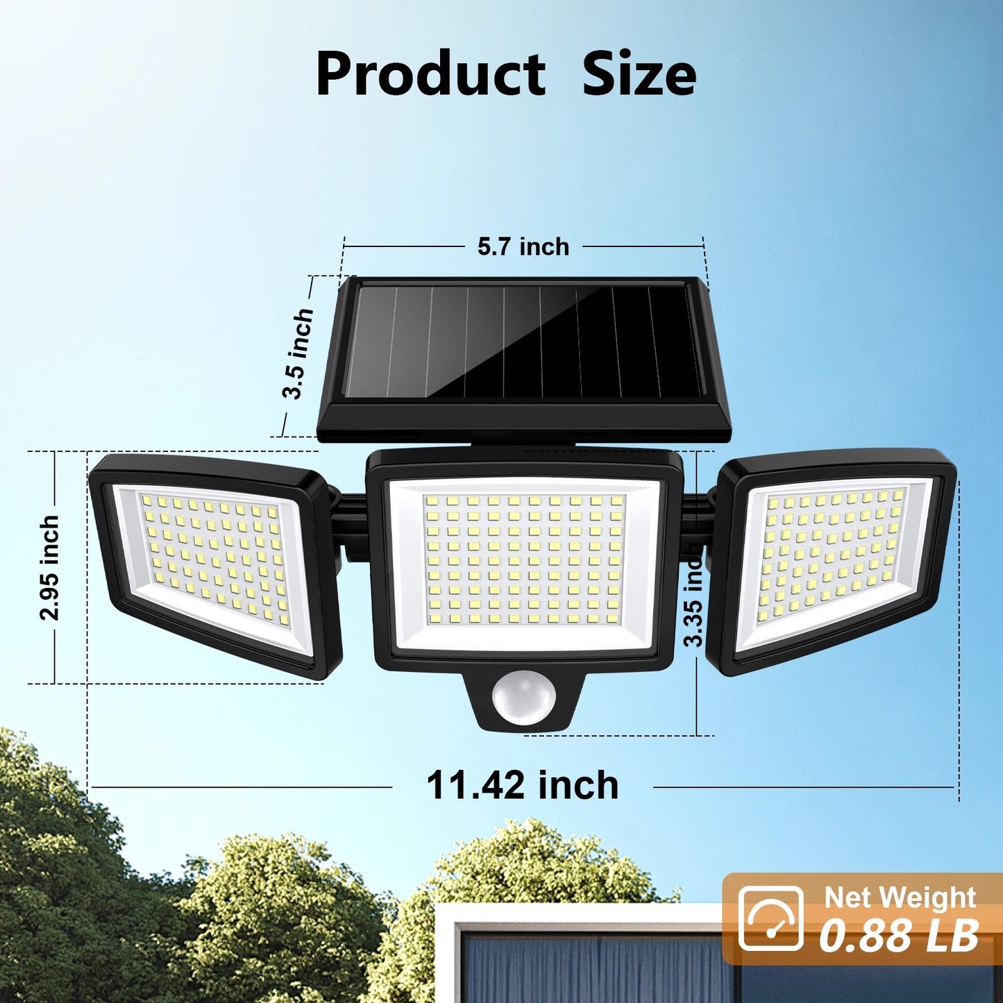 SZRSTH 3 Pack Outdoor Solar Lights With Motion Sensor 2800LM