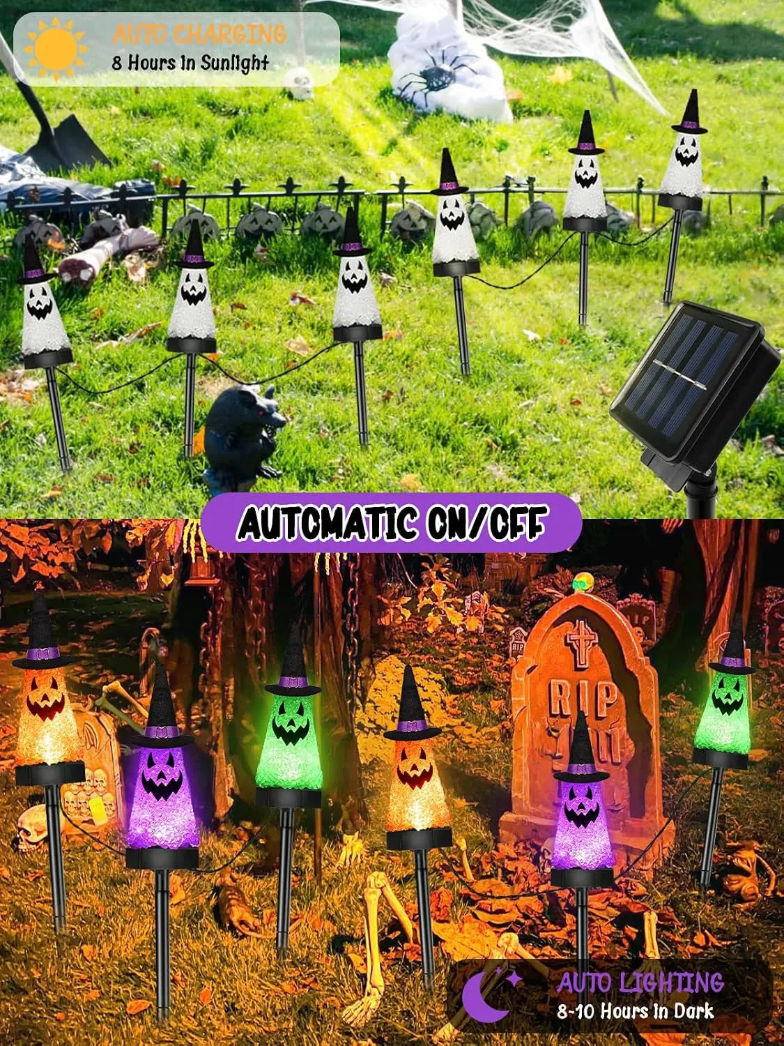 Outdoor Solar Ghost Pathway Lights Waterproof Halloween Decorations