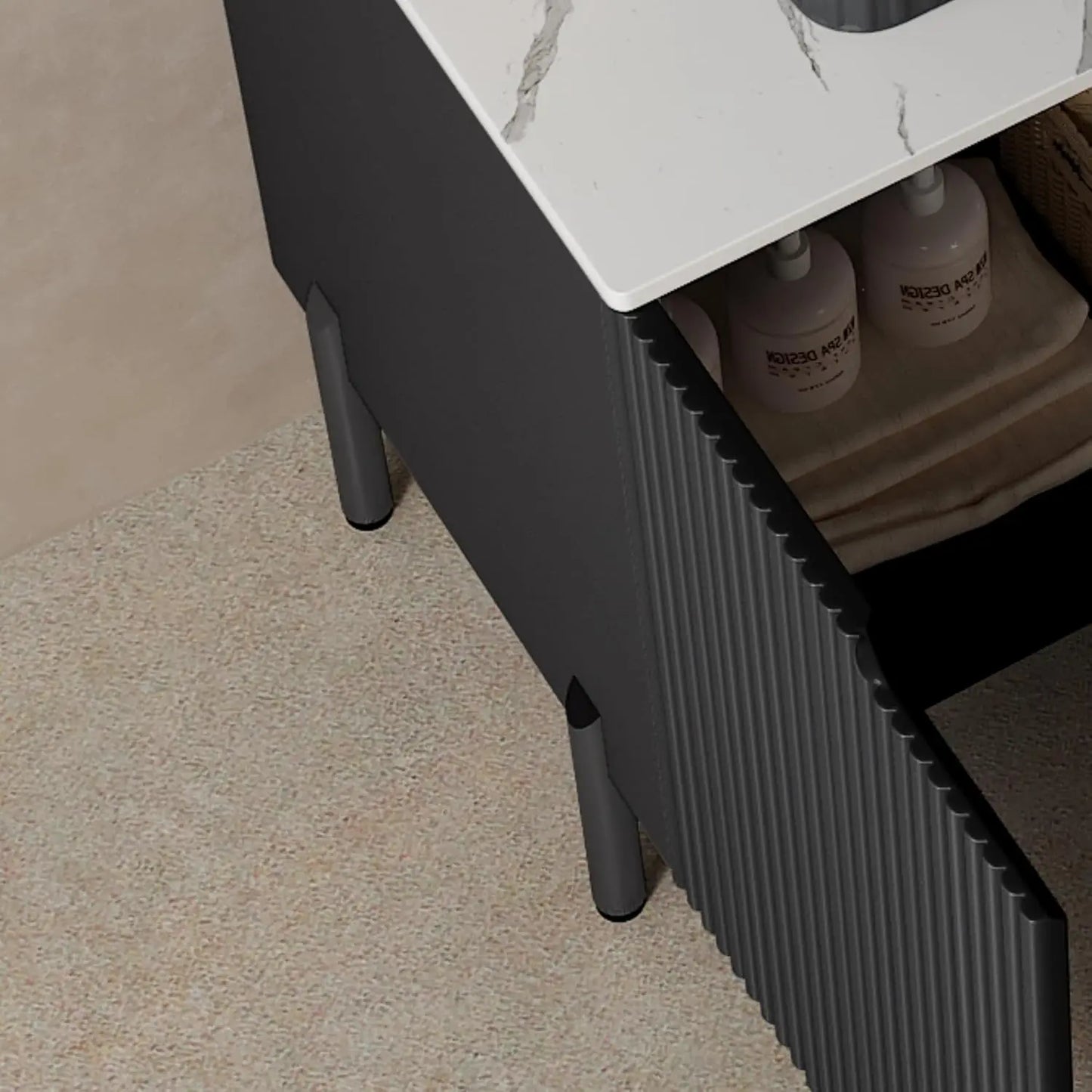 Bathroom Vanity With Ceramic Sink And Freestanding Cabinet