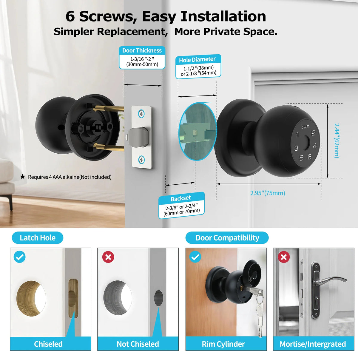 Viladepot Smart Fingerprint Door Lock With Bluetooth App And Keypad