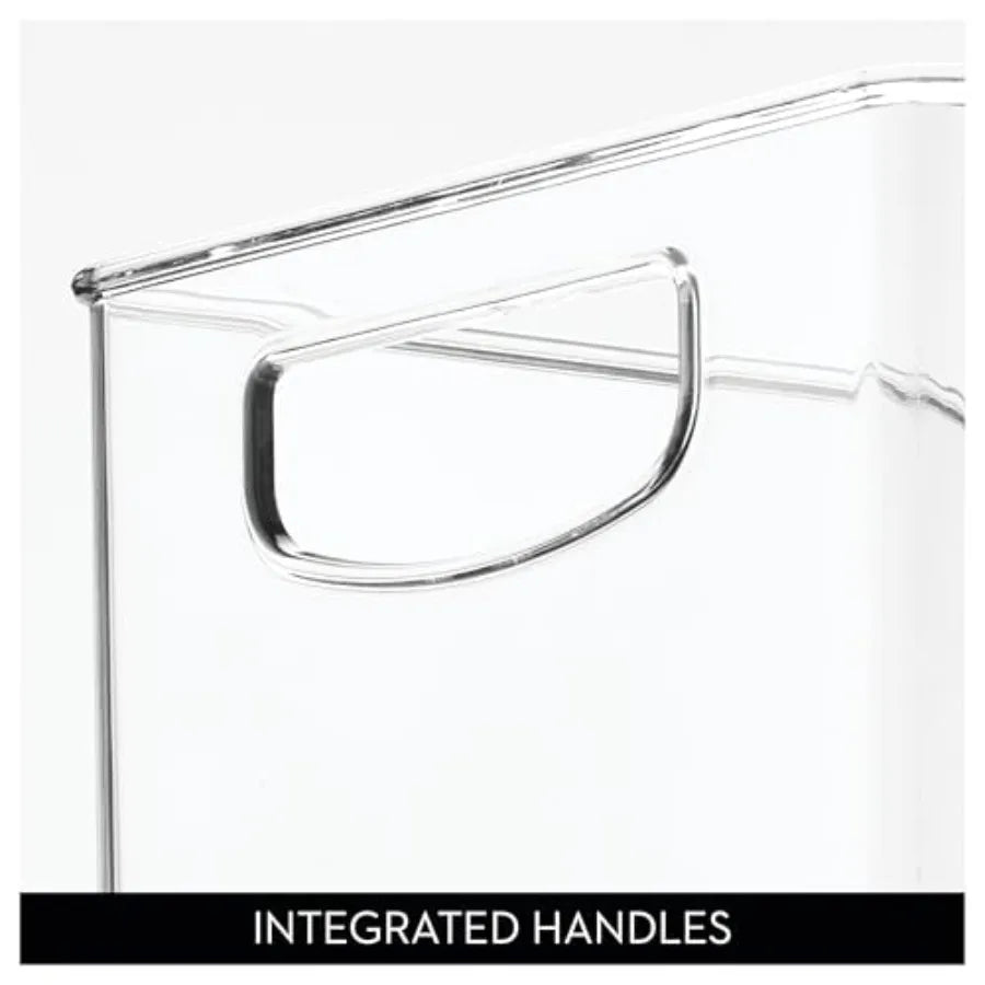 Stackable Clear Plastic Bin Kitchen Organizer for Fridge and Pantry