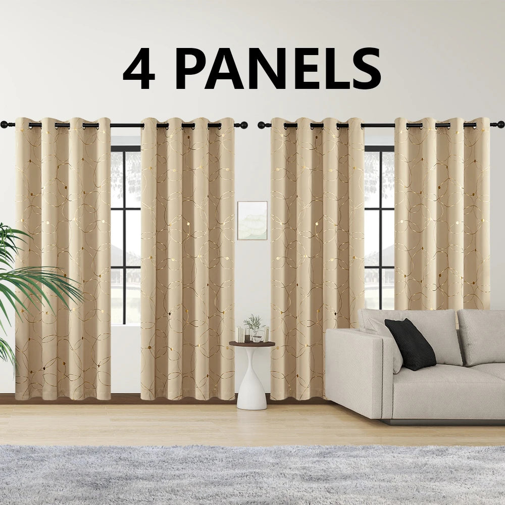 Blackout Curtain Set 4 Panels Thermal Insulated For Bedroom