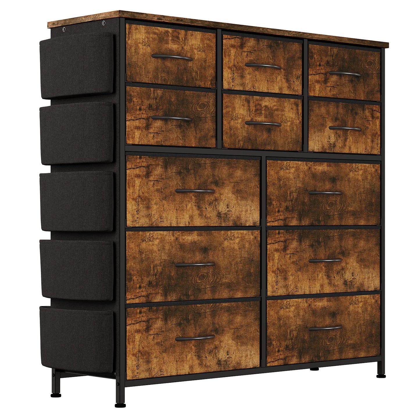 HiMISS Fabric Storage Dresser With Metal Frame And Wood Top