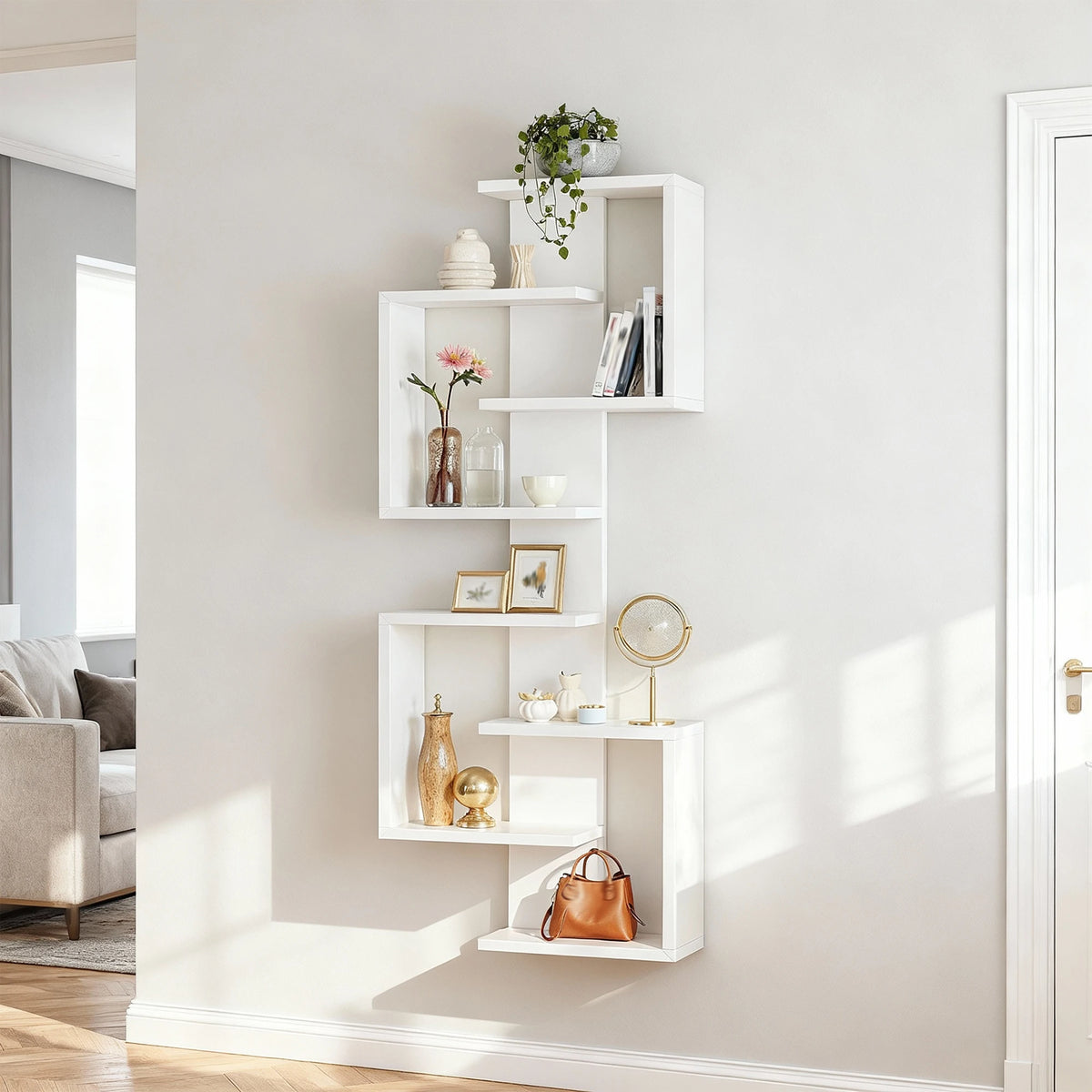 Modern Floating Wall Shelves With Hidden Brackets for Decorative Storage