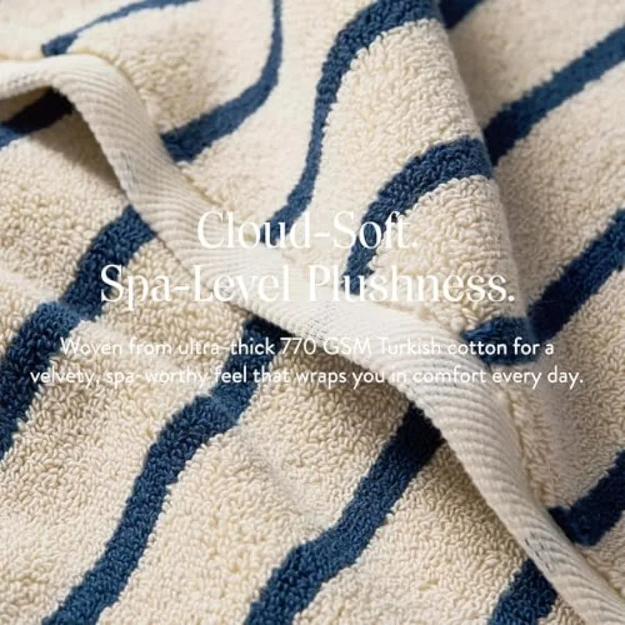 Striped Turkish Cotton Bath Hand Towel Set Super Absorbent