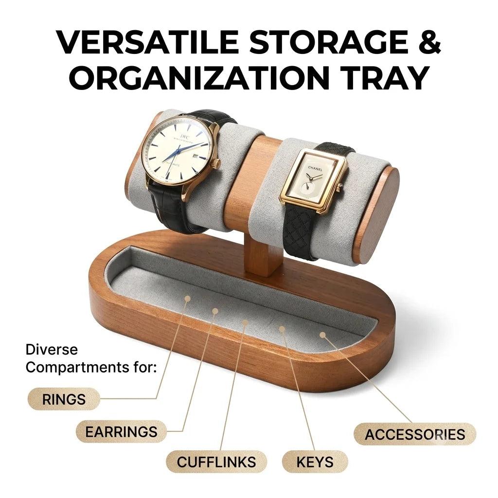 Oirlv Wooden Watch Display Stand And Jewelry Organizer Rack