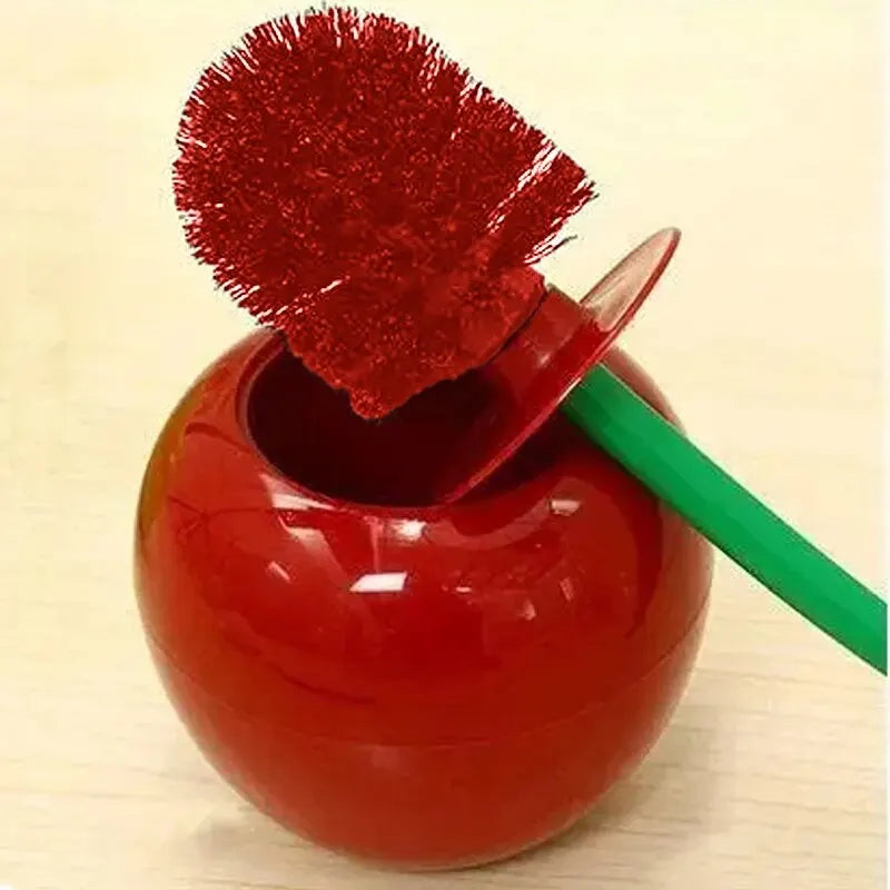 Creative Cherry Shape Toilet Brush Holder Set For Bathroom