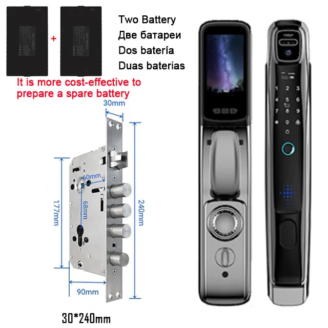 YKESDL WiFi Tuya Face Recognition Smart Door Lock With Camera