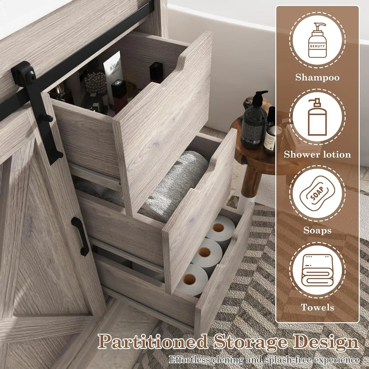 Guangbai Bathroom Vanity With Sink Faucet Mirror Farmhouse Storage Cabinet