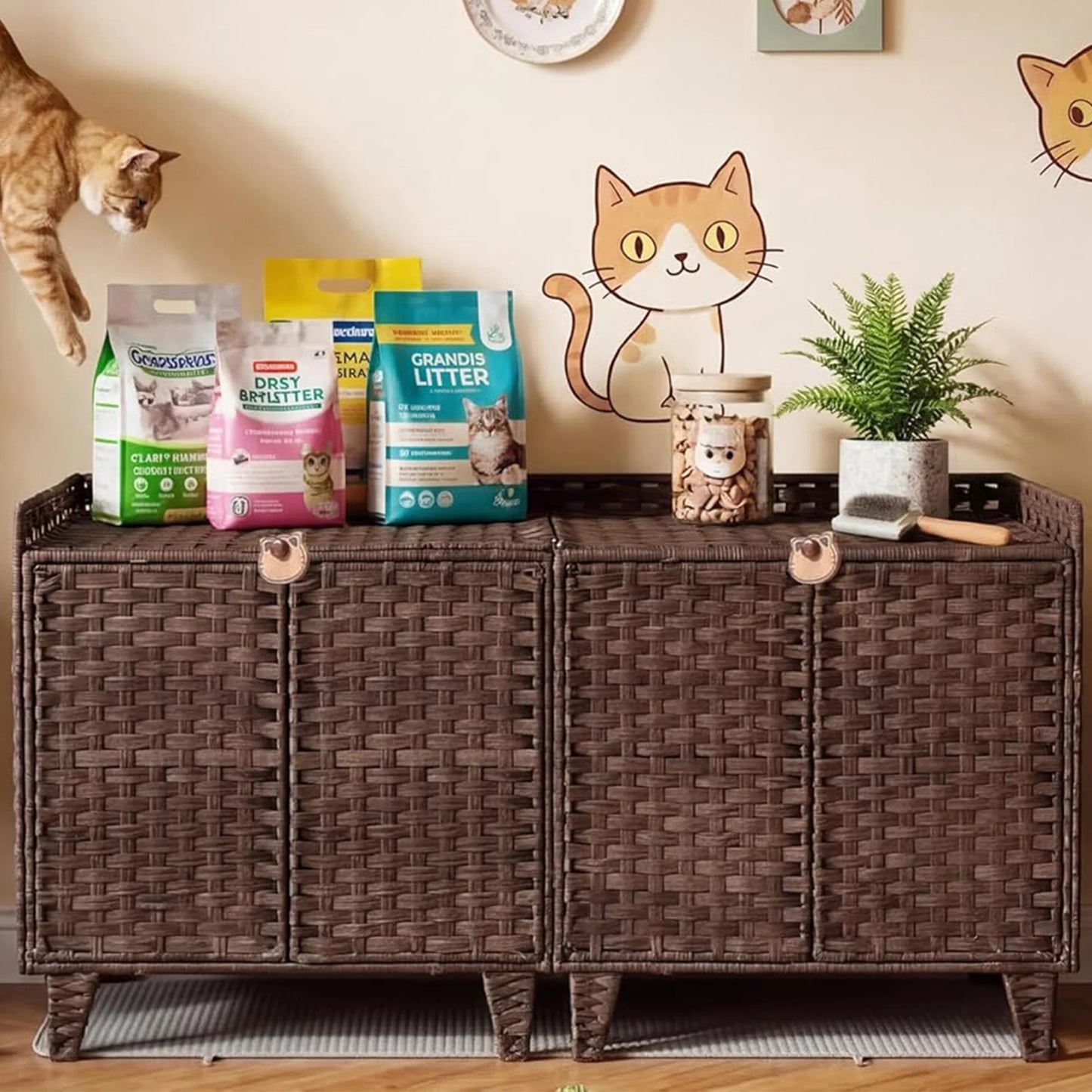 DishyKooker Cat Litter Box Enclosure With Dual Doors