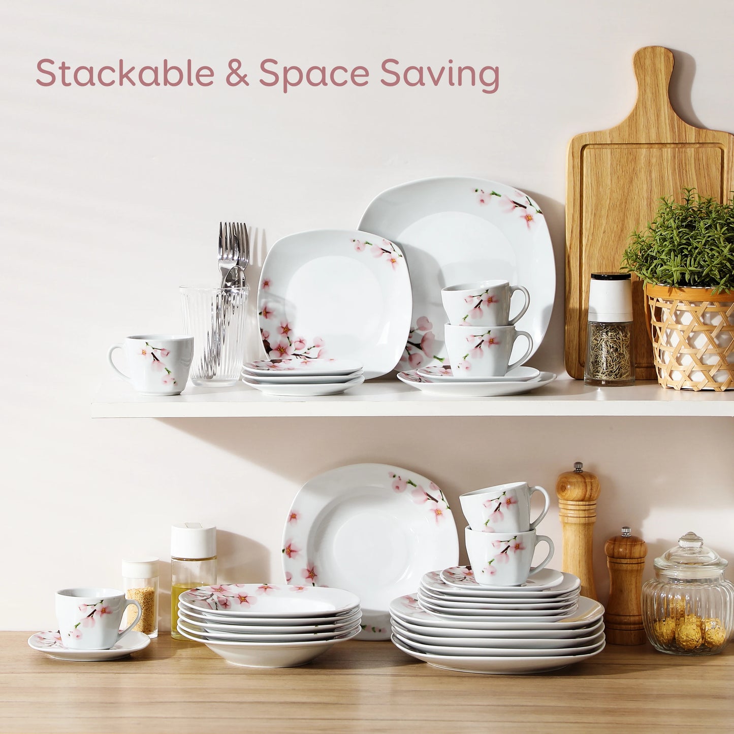 MALACASA Annie Porcelain Dinnerware Set 30 Piece Service For Six