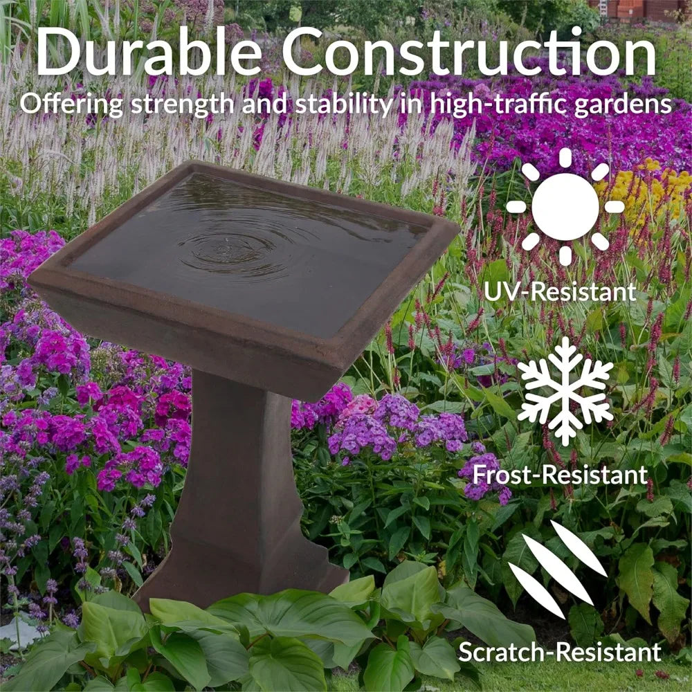 Concrete Bird Bath For Outdoors Square Garden With GFRC Construction