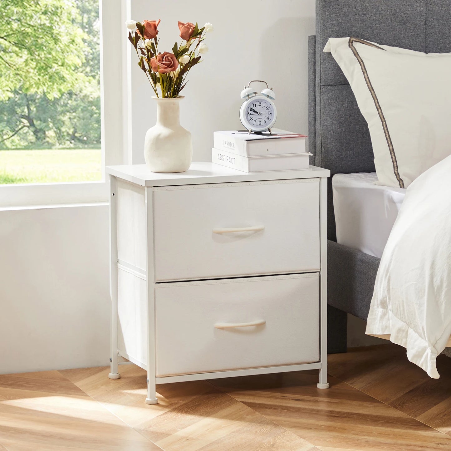 JHK Modern Nightstand With Storage Drawers Bedroom Furniture
