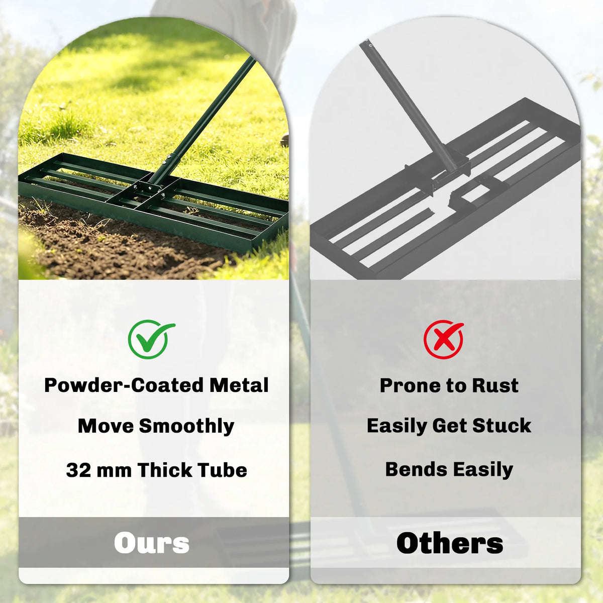 Outsunny Steel Lawn Leveling Garden Rake With Long Handle