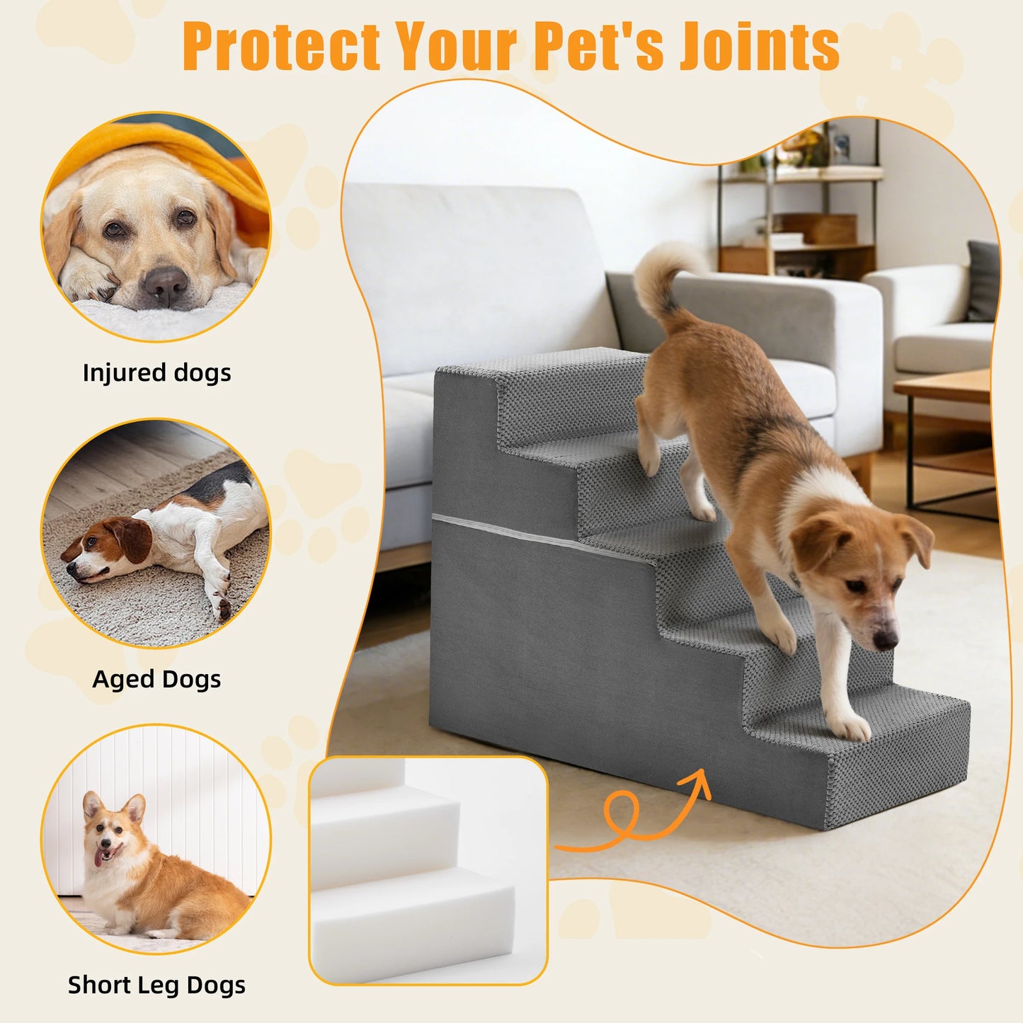 Slip Resistant Foam Dog Stairs And Ramp For Indoor Animals