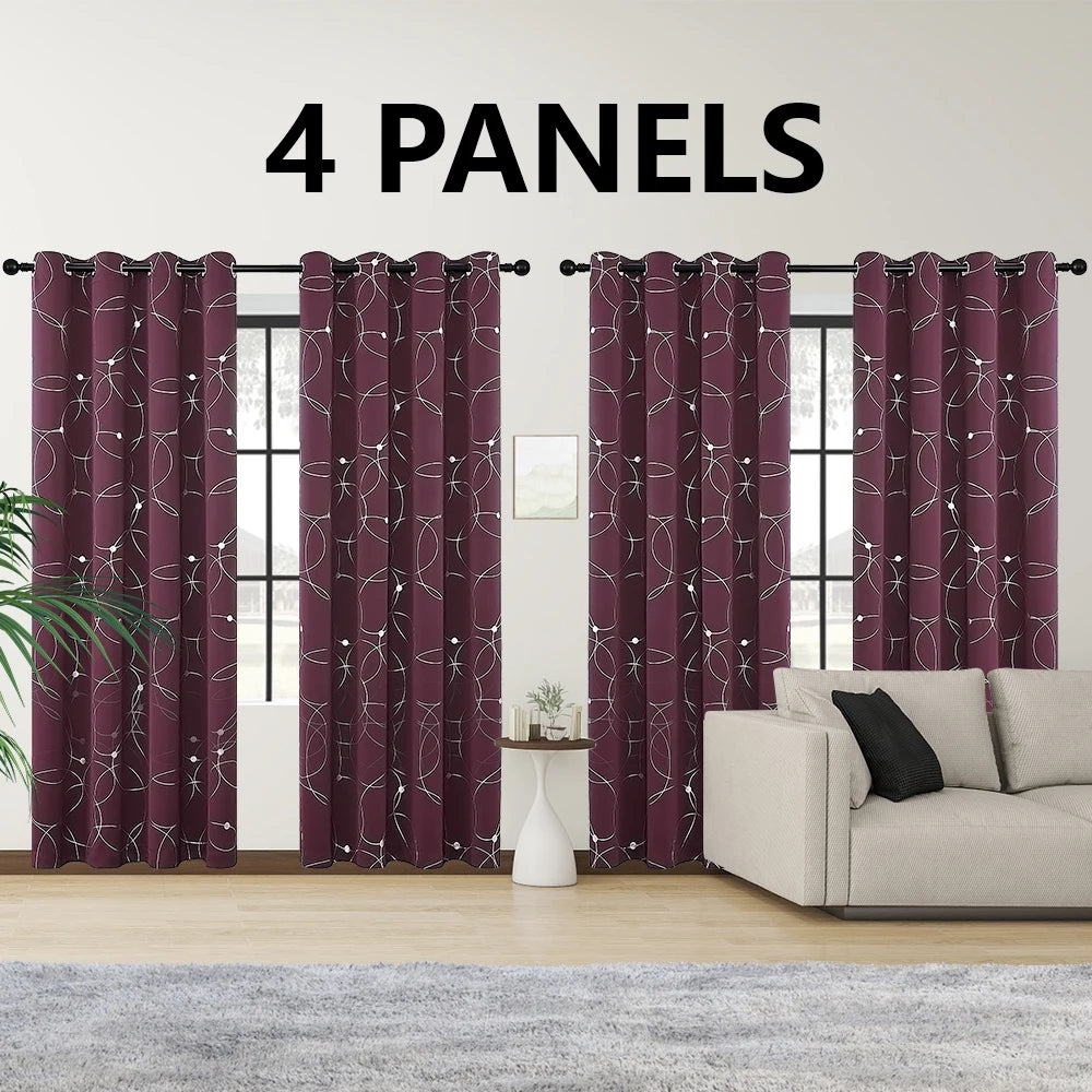 Blackout Curtain Set 4 Panels Thermal Insulated For Bedroom