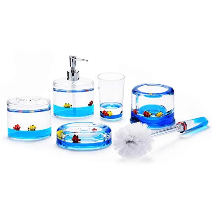 Acrylic 3D Floating Vanity Set Ocean Theme Toothbrush Holder