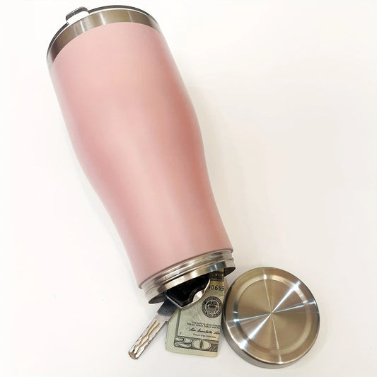 Diversion Safe Coffee Tumbler With Stainless Steel Bottom Compartment