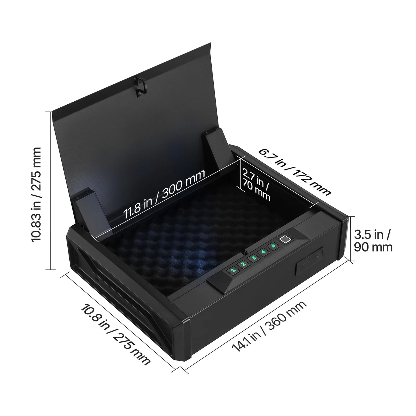 Gun Safe Slider With Biometric Fingerprint 3-Way Access LED