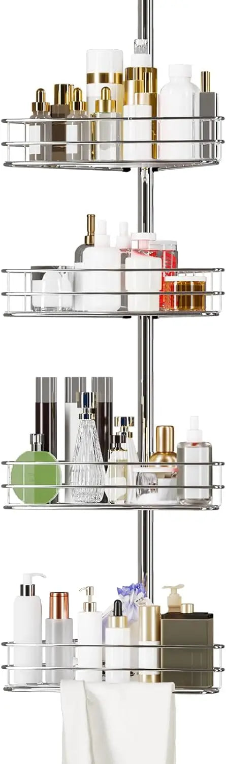 HiMISS Adjustable Bathroom Organizer Shelves With Built In Towel Bars