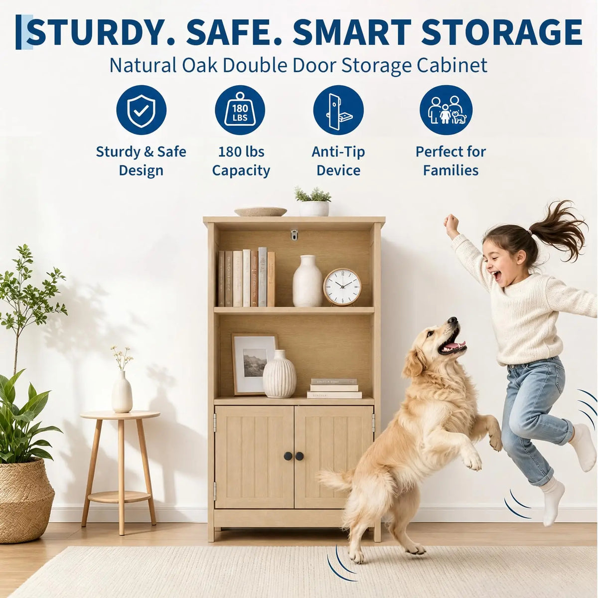 HiMISS Farmhouse Bathroom Storage Cabinet With Adjustable Shelves