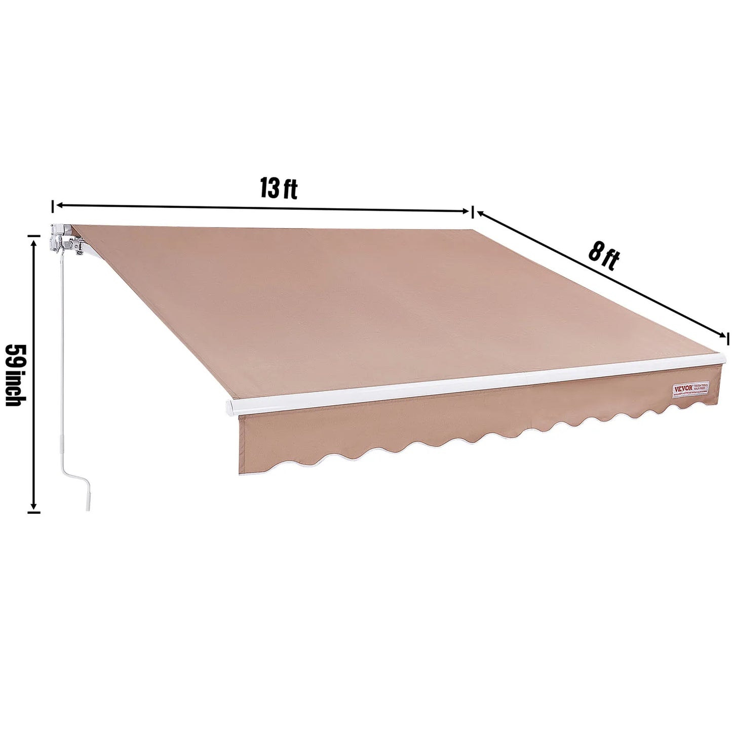 SucceBuy Manual Retractable Awning Outdoor Sun Shade Polyester Patio