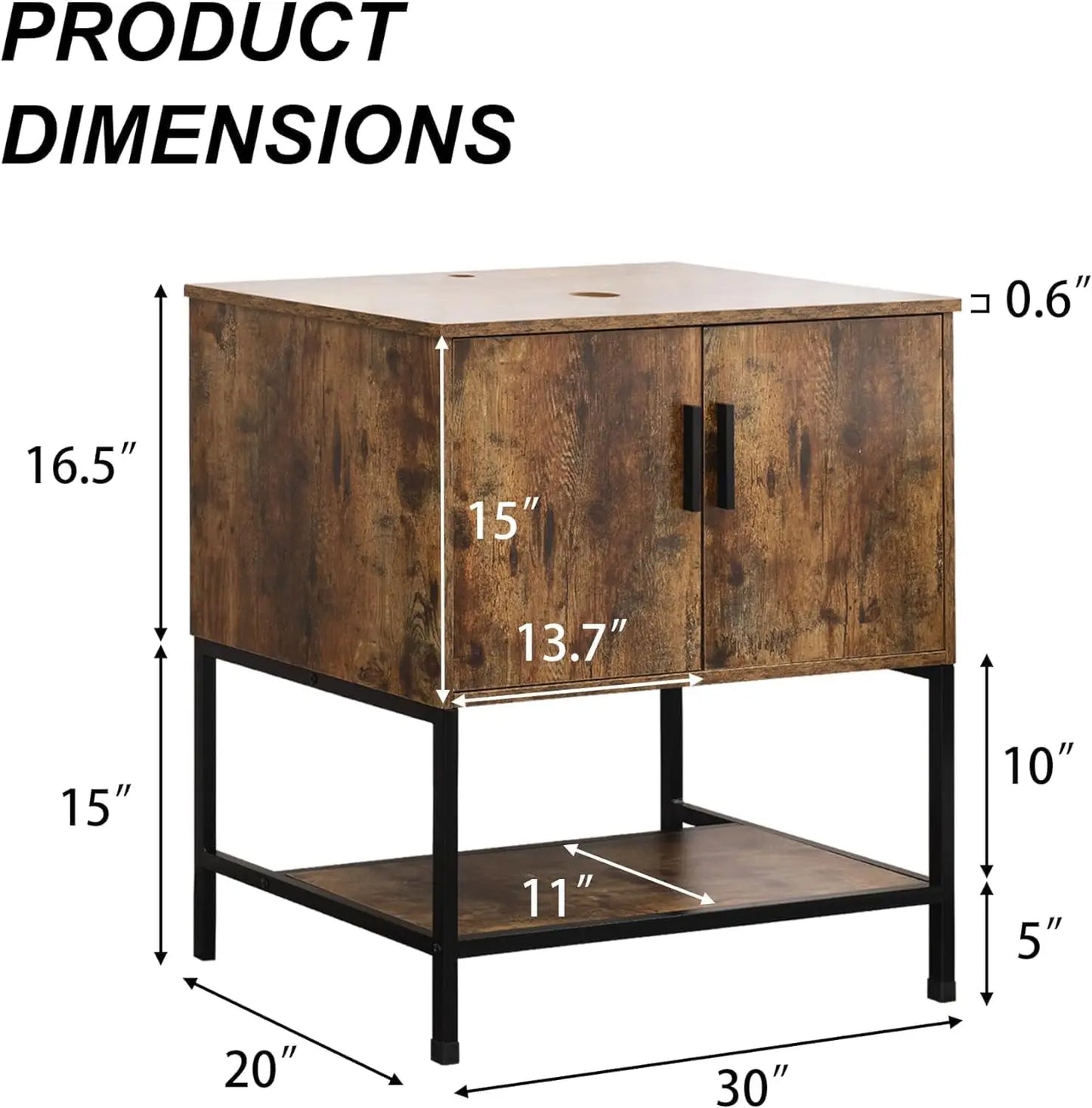 Rustic Industrial Bathroom Vanity With Sink Iron Frame Doors and Shelf