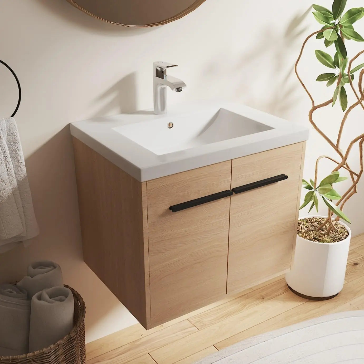 Floating Bathroom Vanity With Sink Wall Mounted Premium Plywood Construction
