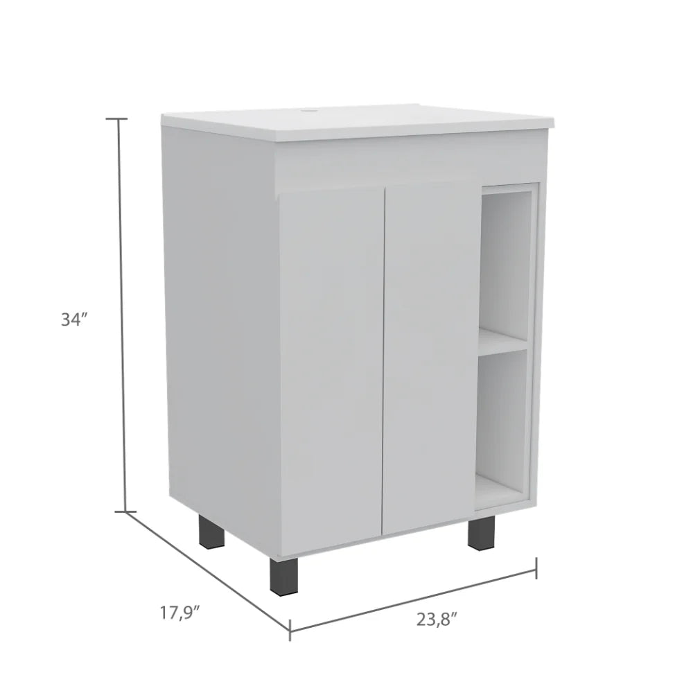 Free Standing Vanity And Linen Cabinet Bathroom Set For Modern Homes