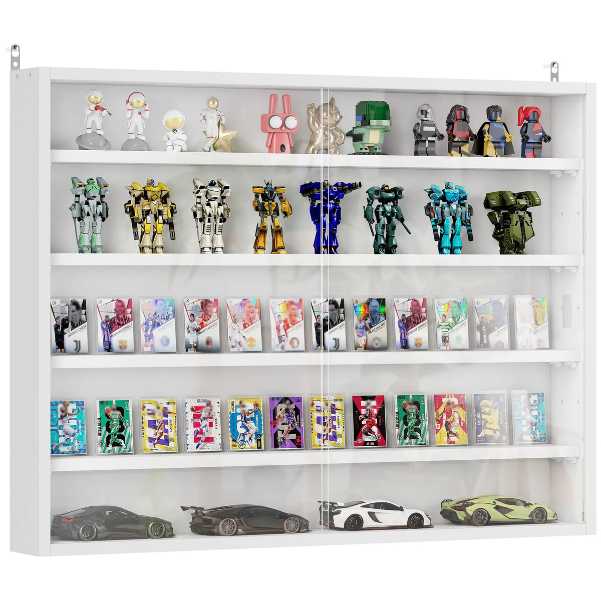 HOMCOM Wall Mounted Glass Display Cabinet With Adjustable Shelves
