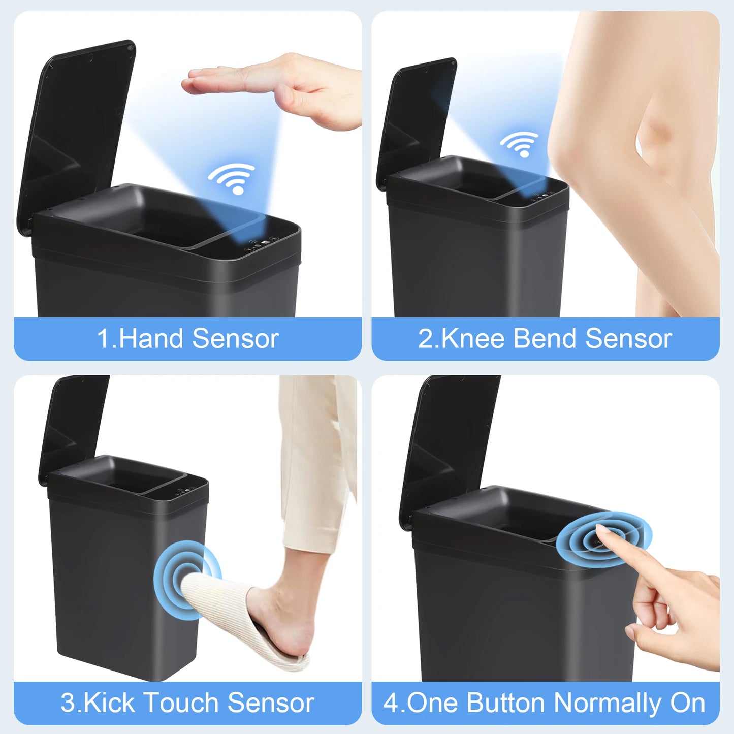 2 Pack Touchless Motion Sensor Bathroom Trash Cans