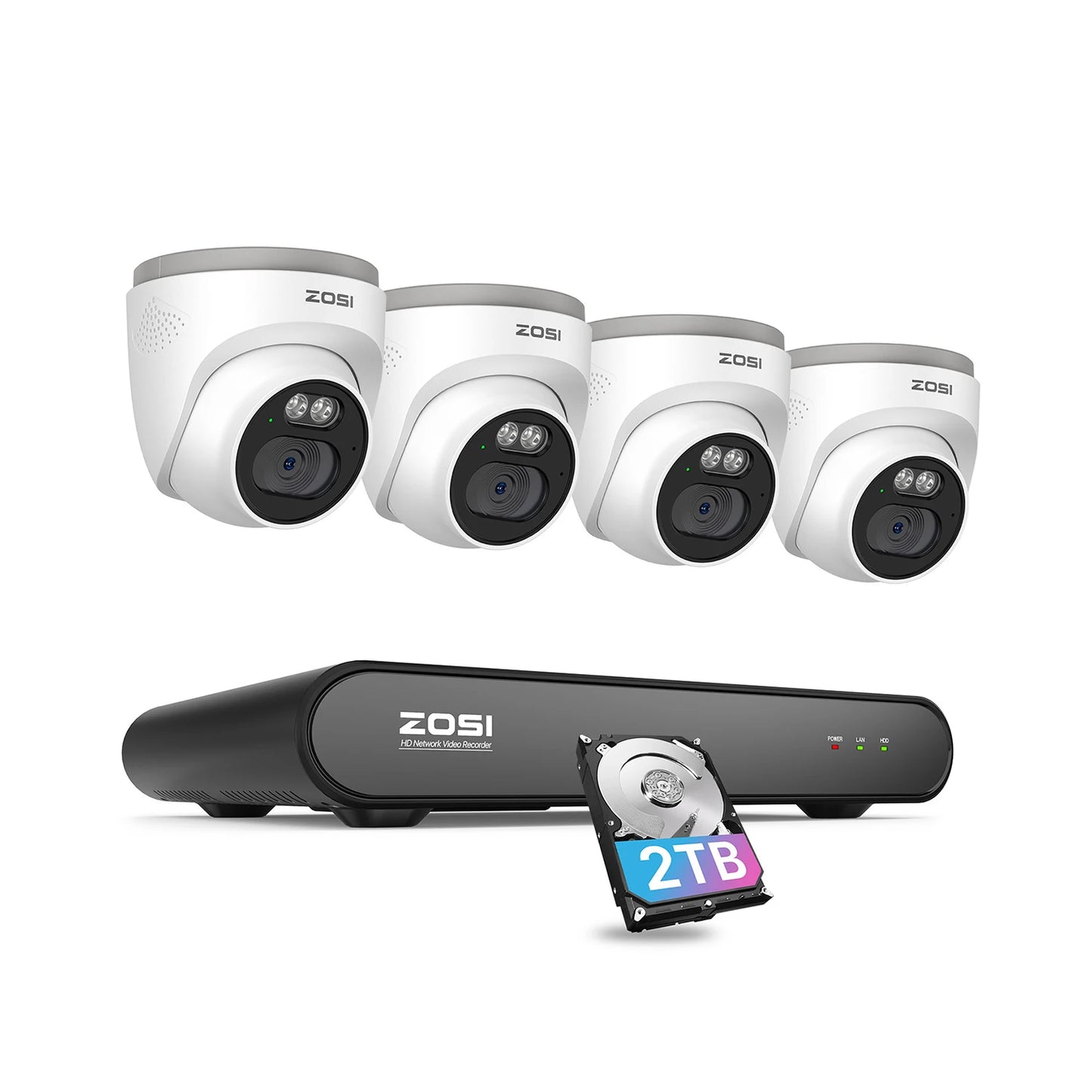 ZOSI 8CH 3K PoE Security Camera System NVR 4MP Outdoor Dome Kit