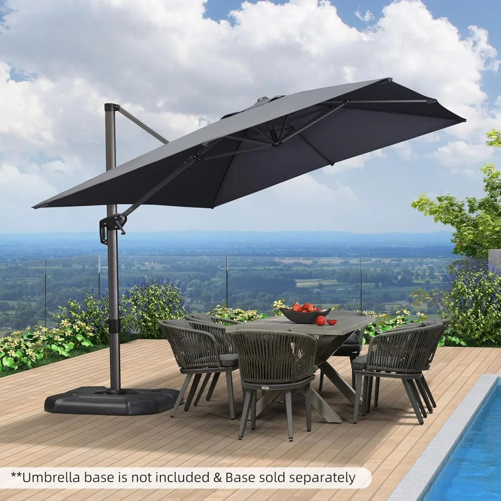 Aluminum Cantilever Patio Umbrella Rectangular Offset With 360 Degree Rotation