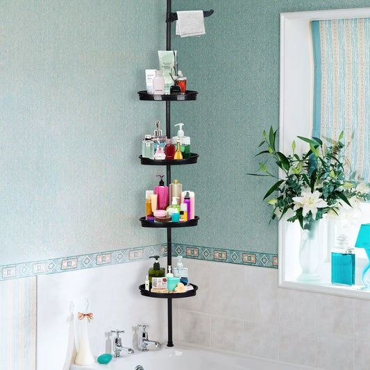 HiMISS Corner Shower Caddy With Tension Pole Four Tier Organizer