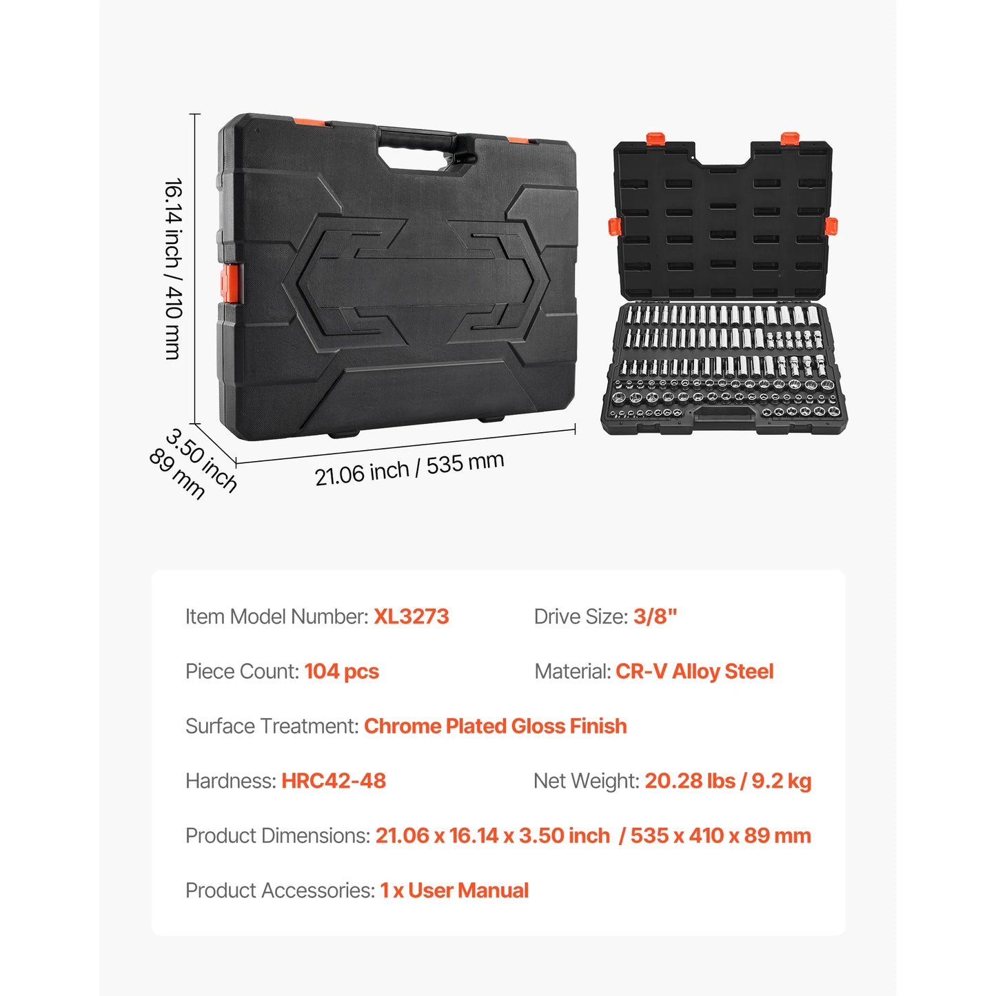 SucceBuy 86 Piece Socket Set With Ratchet Wrench SAE Metric
