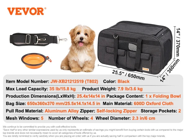 Pet Carrier Backpack With Telescopic Handle For Travel