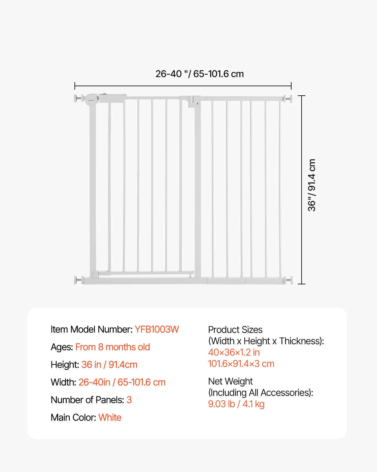SucceBuy Baby Gate Pressure Mount Walk Through For Kids Pets