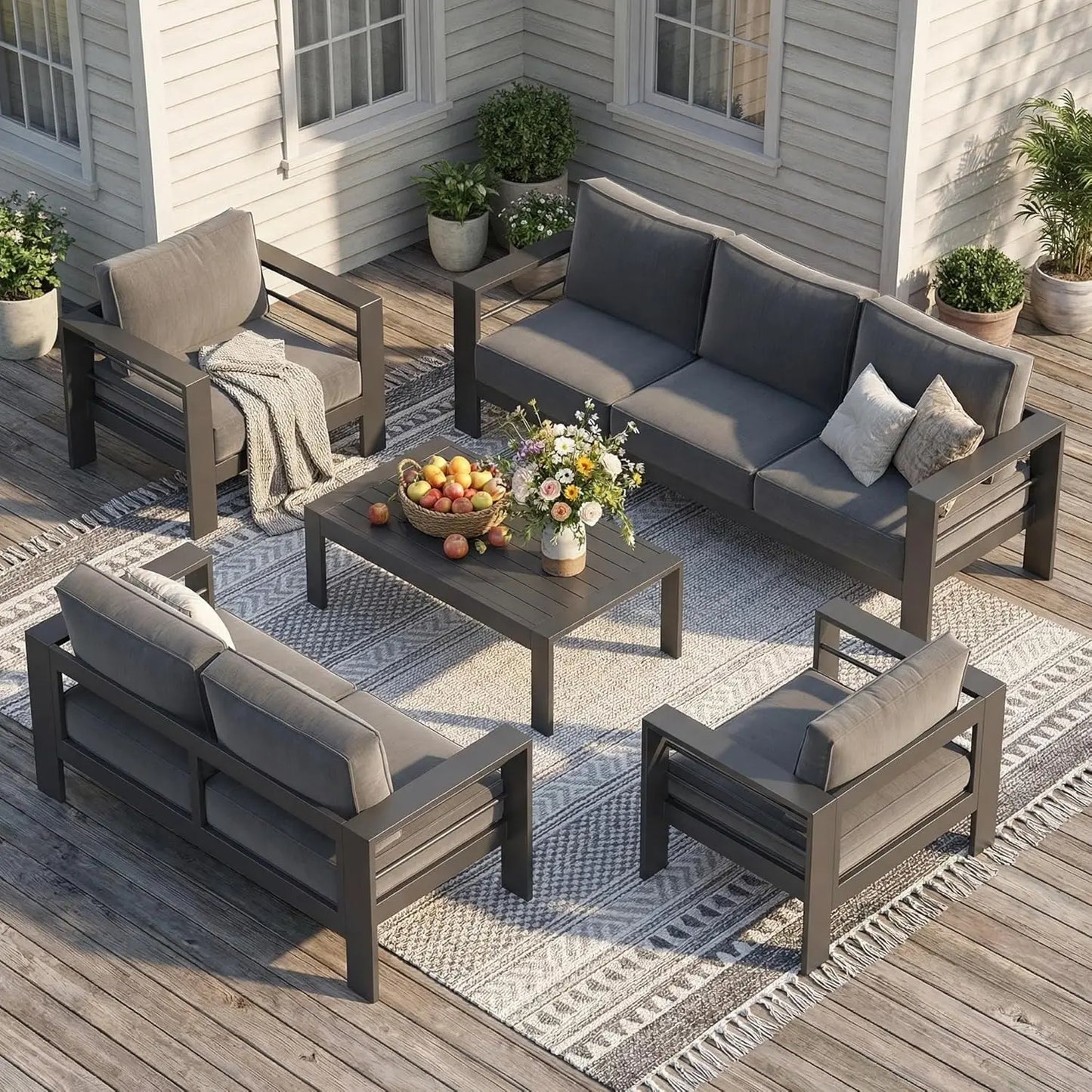 XIAOLANG Aluminum Patio Furniture Set for All Weather